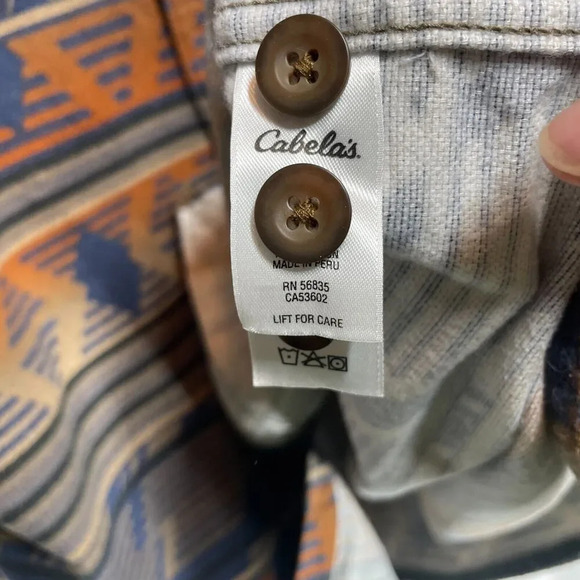 Cabela's 2XL Regular Southwestern Button Up Men's Pocket Fleece Cotton Collared - Picture 7 of 10